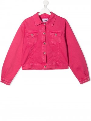 Джинсовая куртка MSGM Kids. Цвет: розовый