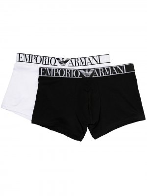 Комплект из двух боксеров с логотипом Emporio Armani. Цвет: белый