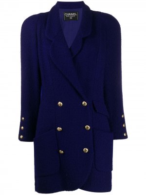 Двубортное пальто 1980-х годов Chanel Pre-Owned. Цвет: фиолетовый