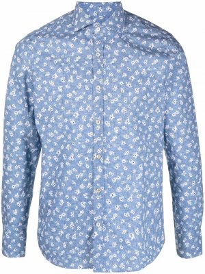 Рубашка на пуговицах с цветочным принтом Canali. Цвет: синий