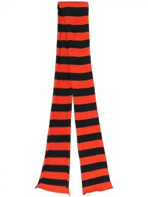 Узкий трикотажный шарф в полоску La Doublej. Цвет: оранжевый
