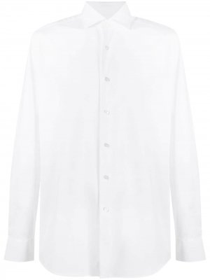 Однотонная рубашка с длинными рукавами Xacus. Цвет: белый