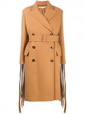 Двубортное пальто с бахромой Stella McCartney. Цвет: коричневый