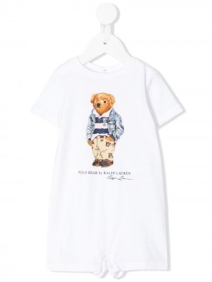 Ромпер Polo Bear с логотипом Ralph Lauren Kids. Цвет: белый
