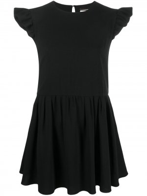Короткое платье с оборками на рукавах Saint Laurent. Цвет: черный