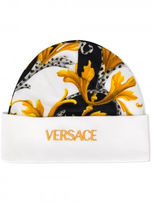 Шапка с принтом Acanthus Young Versace. Цвет: белый