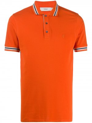Рубашка-поло с отделкой в полоску Pringle of Scotland. Цвет: оранжевый