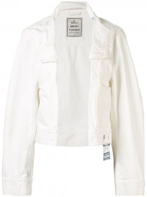 Джинсовая куртка асимметричного кроя Maison Mihara Yasuhiro. Цвет: белый
