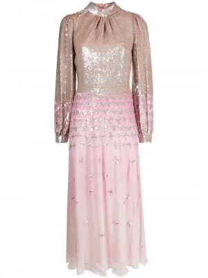 Расклешенное платье с пайетками Temperley London. Цвет: розовый