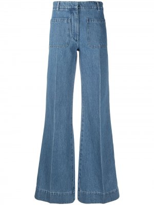 Широкие джинсы с завышенной талией Victoria Beckham. Цвет: синий