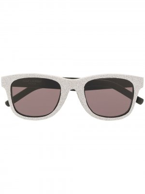 Солнцезащитные очки в квадратной оправе с блестками Saint Laurent Eyewear. Цвет: серебристый