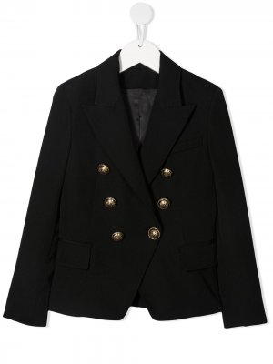 Приталенный двубортный пиджак Balmain Kids. Цвет: черный