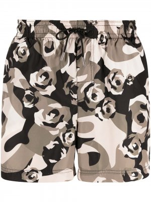 Плавки-шорты с цветочным принтом Les Hommes. Цвет: нейтральные цвета