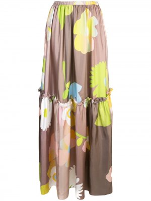 Длинная юбка Ashley Pop с цветочным принтом Cynthia Rowley. Цвет: коричневый