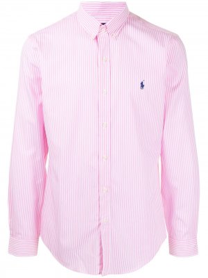 Полосатая рубашка с вышитым логотипом Polo Ralph Lauren. Цвет: розовый