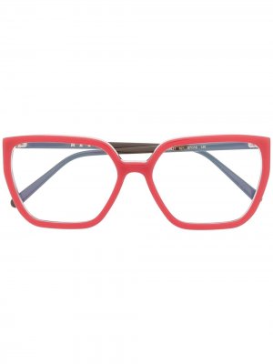 Очки в квадратной оправе стиле колор-блок Marni Eyewear. Цвет: красный