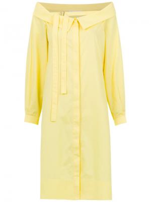 Платье с открытыми плечами Gloria Coelho. Цвет: желтый