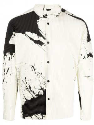 Плиссированная рубашка с эффектом разбрызганной краски Homme Plissé Issey Miyake. Цвет: нейтральные цвета