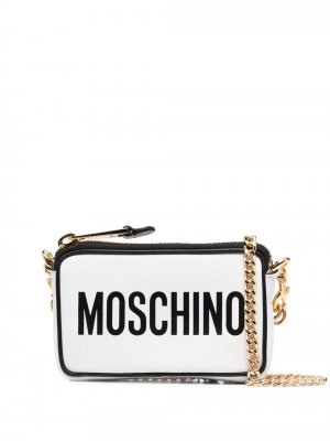 Сумка на плечо с логотипом Moschino. Цвет: белый