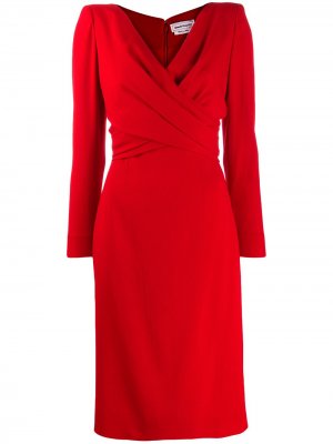 Платье миди с драпировками Alexander McQueen. Цвет: красный