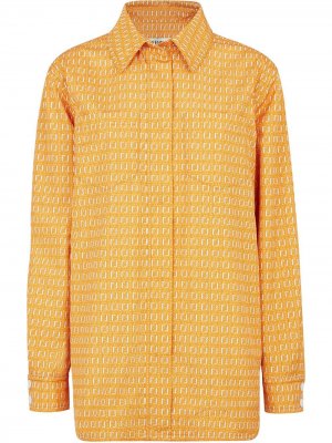 Рубашка с длинными рукавами и логотипом FF Fendi. Цвет: оранжевый
