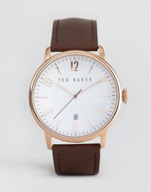 Классические часы с кожаным ремешком и корпусом цвета розового золота Ted Baker. Цвет: коричневый