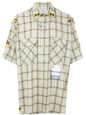 Клетчатая рубашка с короткими рукавами Maison Mihara Yasuhiro. Цвет: желтый
