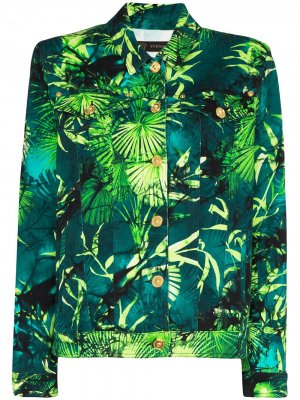 Джинсовая куртка с принтом Palm Versace. Цвет: зеленый
