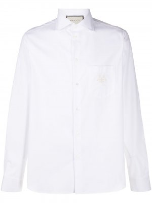 Рубашка с вышитым логотипом GG Gucci. Цвет: белый