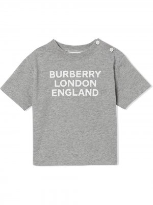 Футболка с логотипом Burberry Kids. Цвет: серый