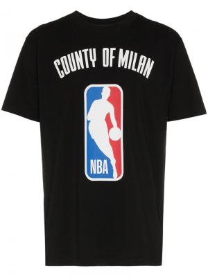 Футболка с логотипом NBA Marcelo Burlon County of Milan. Цвет: черный