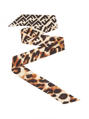 Платок с леопардовым принтом Fendi. Цвет: коричневый