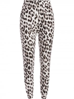Спортивные брюки NYC с леопардовым принтом Alice+Olivia. Цвет: белый