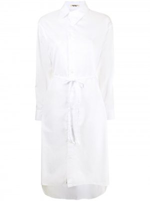 Платье-рубашка с асимметричным воротником Yohji Yamamoto. Цвет: белый