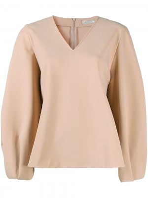 Расклешенная блузка с V-образным вырезом Nina Ricci. Цвет: нейтральные цвета