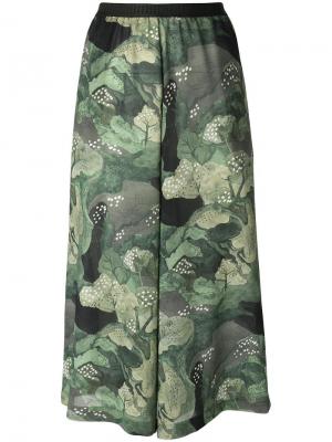 Укороченные брюки с принтом деревьев Antonio Marras. Цвет: зелёный