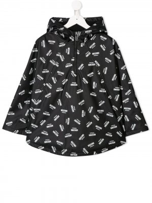 Непромокаемая куртка с логотипом Moschino Kids. Цвет: черный