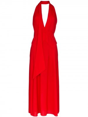 Платье макси Katana с завязками на воротнике Roland Mouret. Цвет: красный