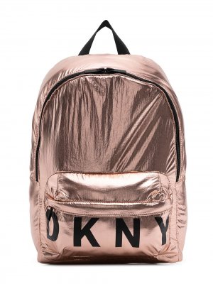 Рюкзак с логотипом и эффектом металлик Dkny Kids. Цвет: золотистый