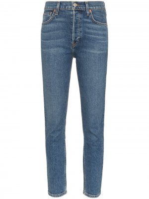 Укороченные джинсы прямого кроя RE/DONE. Цвет: синий