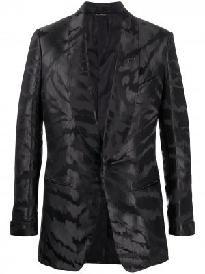 Атласный пиджак-смокинг с узором TOM FORD. Цвет: черный
