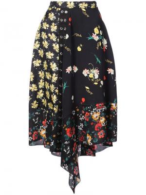 Asymmetrical Mixed Print Skirt Derek Lam. Цвет: черный