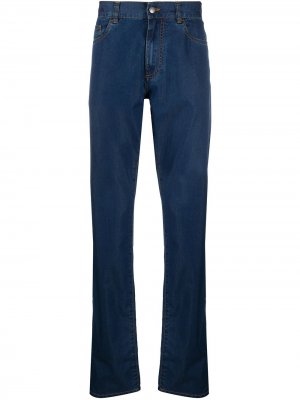 Прямые джинсы средней посадки Canali. Цвет: синий