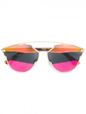Солнцезащитные очки в круглой оправе Dior Eyewear. Цвет: коричневый
