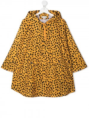 Пончо с леопардовым принтом и капюшоном Stella McCartney Kids. Цвет: оранжевый