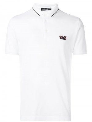 Рубашка-поло с вышитым логотипом Dolce & Gabbana. Цвет: белый