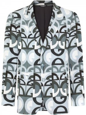 Однобортный пиджак с логотипом DG Dolce & Gabbana. Цвет: синий