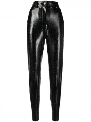 Блестящие фактурные брюки MSGM. Цвет: черный