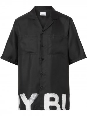 Рубашка с короткими рукавами и логотипом Burberry. Цвет: черный