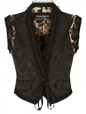 Жаккардовый жилет со вставкой из тюля Dolce & Gabbana. Цвет: черный